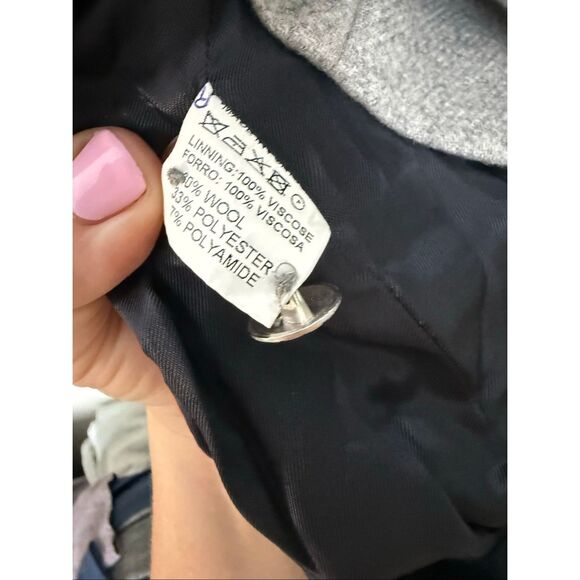 Vilagallo Two Silver Button Blazer Grey Size 38 Elbow Patches Wool Academia Scho - Picture 5 of 6